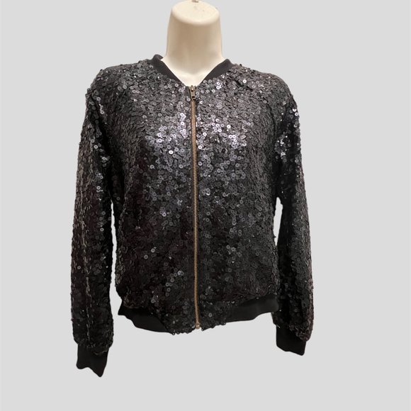 Victoria's Secret size XS black sequin bomber jacket - Picture 1 of 6